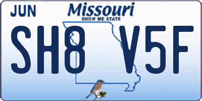 MO license plate SH8V5F
