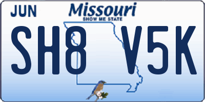 MO license plate SH8V5K