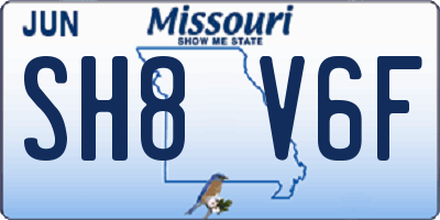 MO license plate SH8V6F
