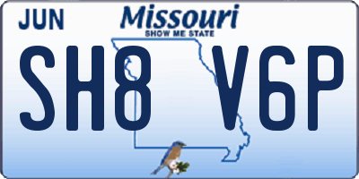 MO license plate SH8V6P