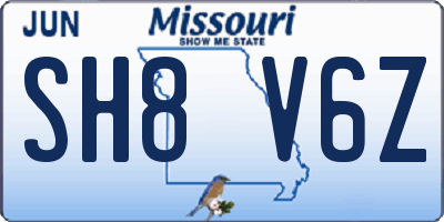 MO license plate SH8V6Z