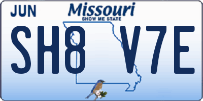 MO license plate SH8V7E