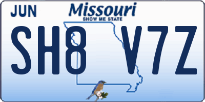 MO license plate SH8V7Z