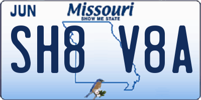 MO license plate SH8V8A