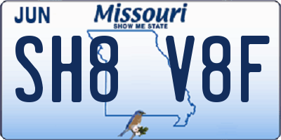 MO license plate SH8V8F