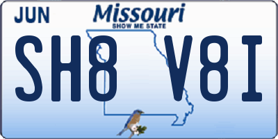 MO license plate SH8V8I