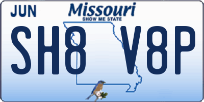 MO license plate SH8V8P