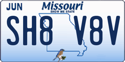 MO license plate SH8V8V