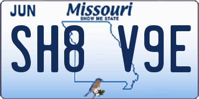 MO license plate SH8V9E