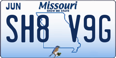 MO license plate SH8V9G