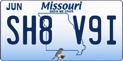 MO license plate SH8V9I