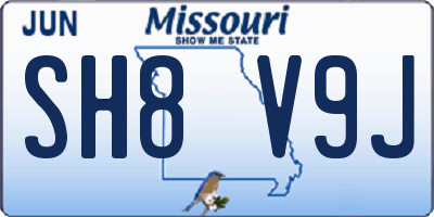 MO license plate SH8V9J