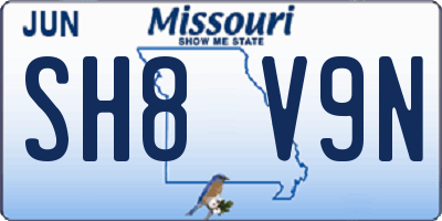 MO license plate SH8V9N