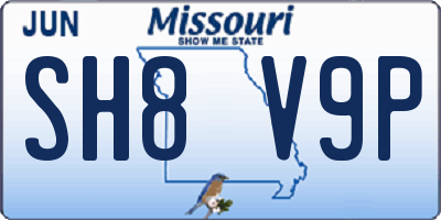 MO license plate SH8V9P