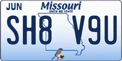 MO license plate SH8V9U