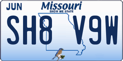 MO license plate SH8V9W
