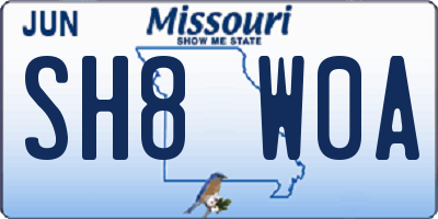 MO license plate SH8W0A