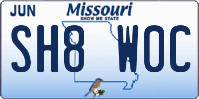 MO license plate SH8W0C