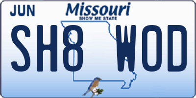 MO license plate SH8W0D
