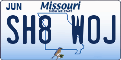 MO license plate SH8W0J