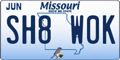 MO license plate SH8W0K