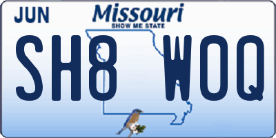MO license plate SH8W0Q