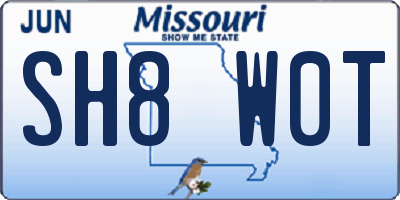 MO license plate SH8W0T