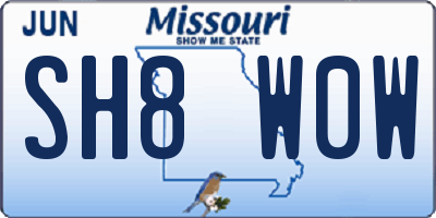 MO license plate SH8W0W