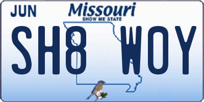 MO license plate SH8W0Y