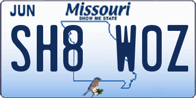 MO license plate SH8W0Z