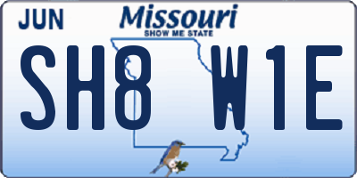 MO license plate SH8W1E