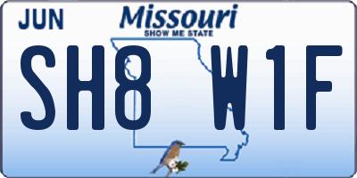 MO license plate SH8W1F