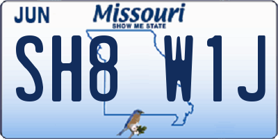 MO license plate SH8W1J