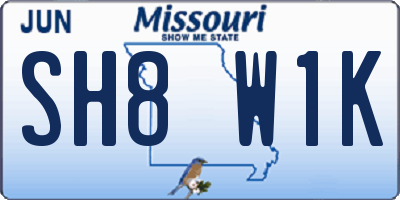 MO license plate SH8W1K