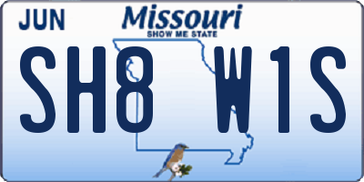 MO license plate SH8W1S