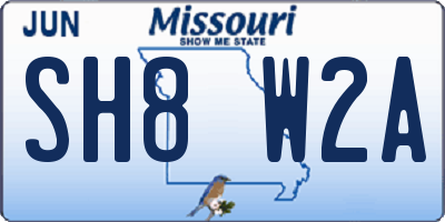 MO license plate SH8W2A