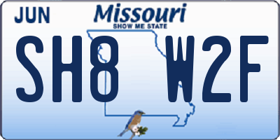 MO license plate SH8W2F