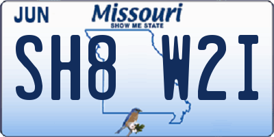 MO license plate SH8W2I