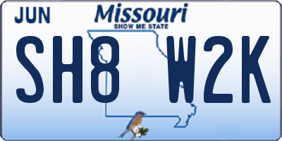 MO license plate SH8W2K