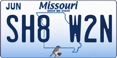 MO license plate SH8W2N