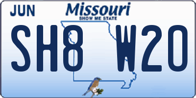 MO license plate SH8W2O