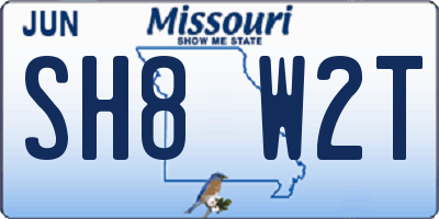 MO license plate SH8W2T