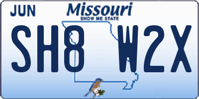 MO license plate SH8W2X