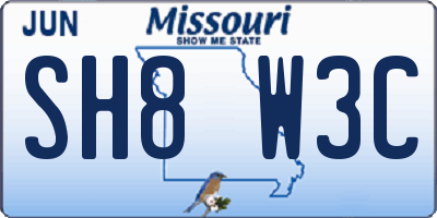 MO license plate SH8W3C