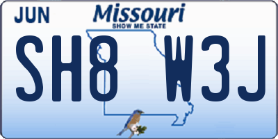 MO license plate SH8W3J