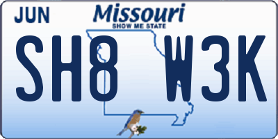 MO license plate SH8W3K
