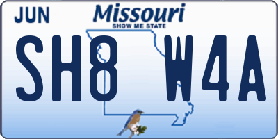 MO license plate SH8W4A