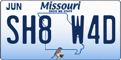 MO license plate SH8W4D