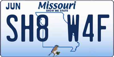 MO license plate SH8W4F