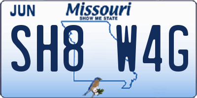 MO license plate SH8W4G